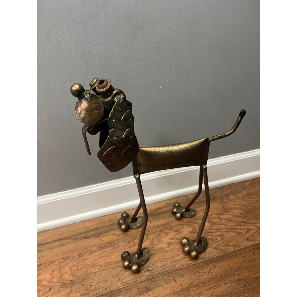 Vintage scarp metal art dog sculpture